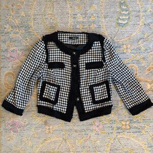 Black and White Couture-Inspired Houndstooth Cardigan Jacket Pattern